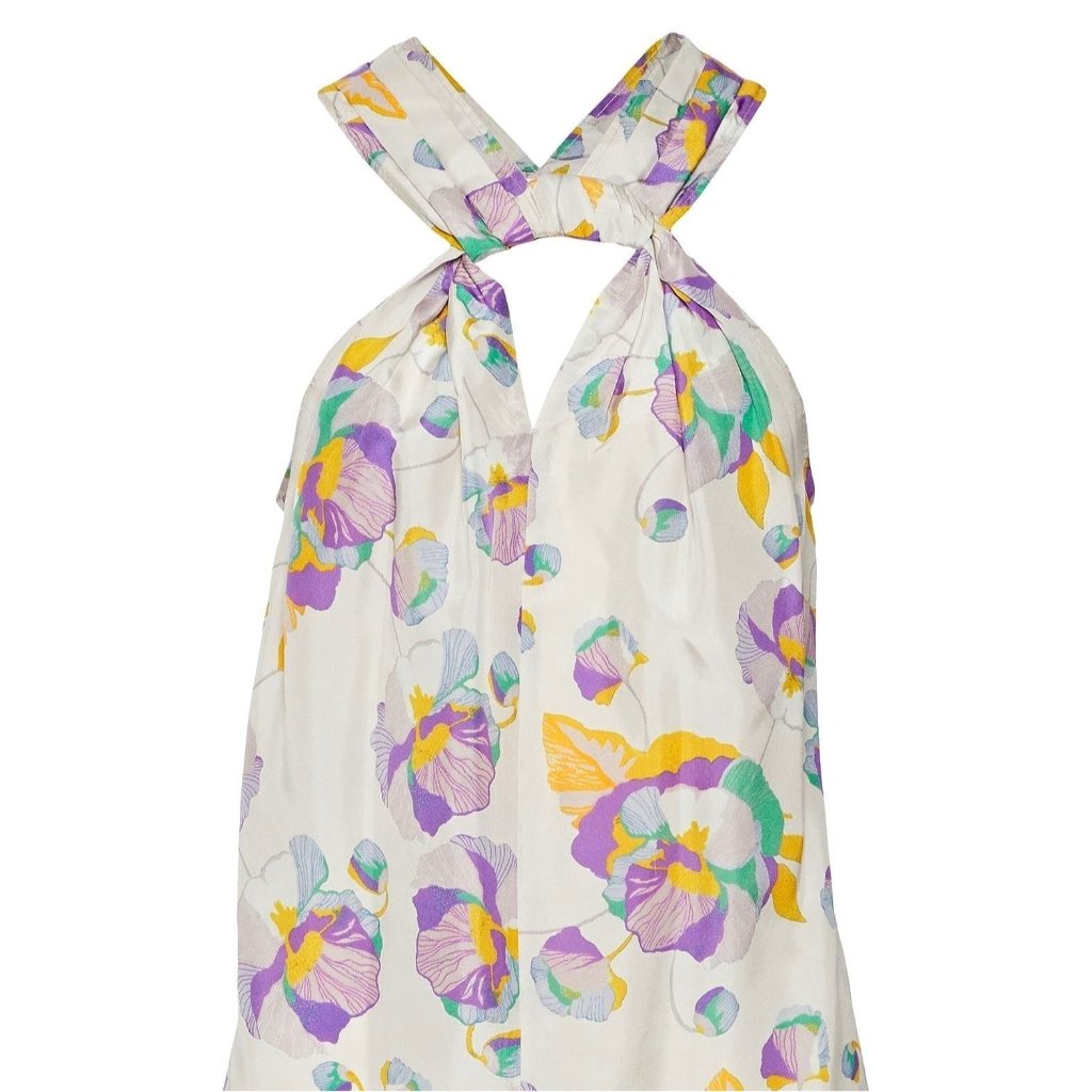 Isabel Marant 100% Silk Dress Suzyli Twist Front Size Fr 36 Light Floral
